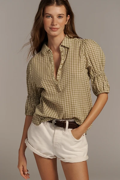 The Tallulah Puff Sleeve Buttondown Top by Pilcro