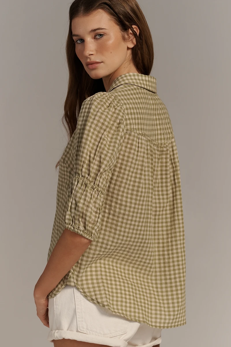 The Tallulah Puff Sleeve Buttondown Top by Pilcro
