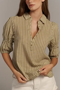 The Tallulah Puff Sleeve Buttondown Top by Pilcro