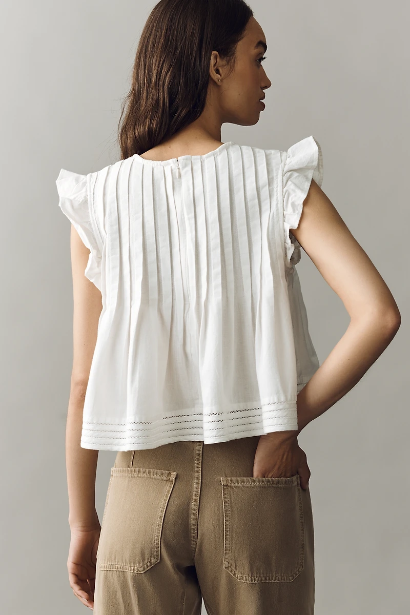 Pilcro Jade Cotton Linen Blouse