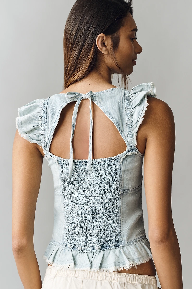 Pilcro 100% Cotton Fitted Button Front Top