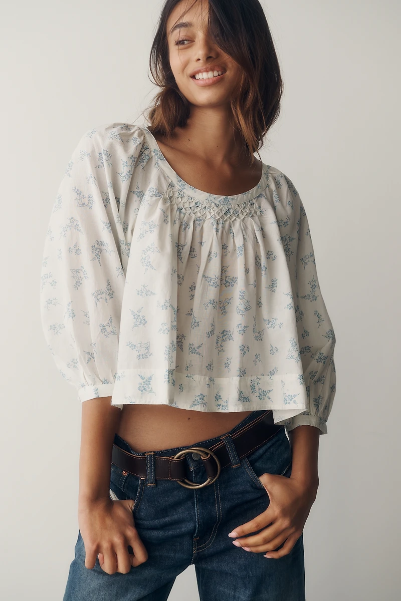 Pilcro Smocked Babydoll Top