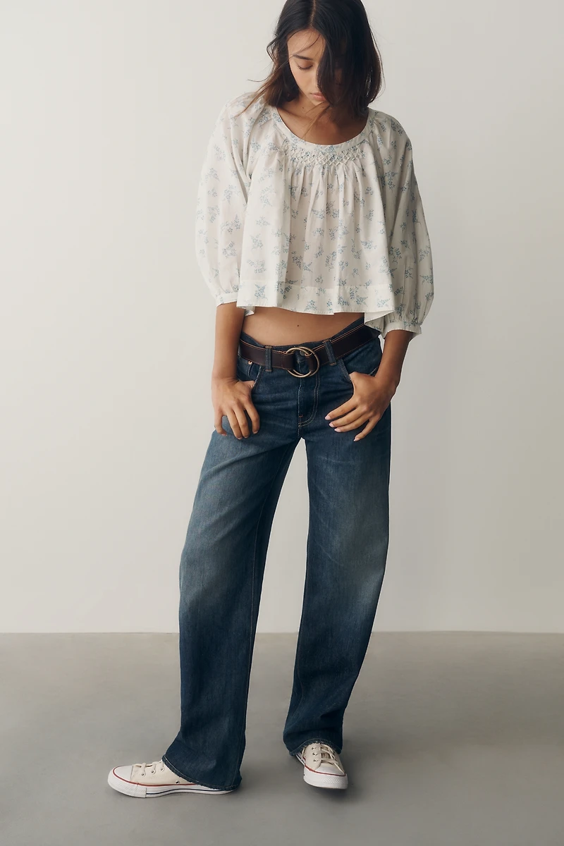 Pilcro Smocked Babydoll Top