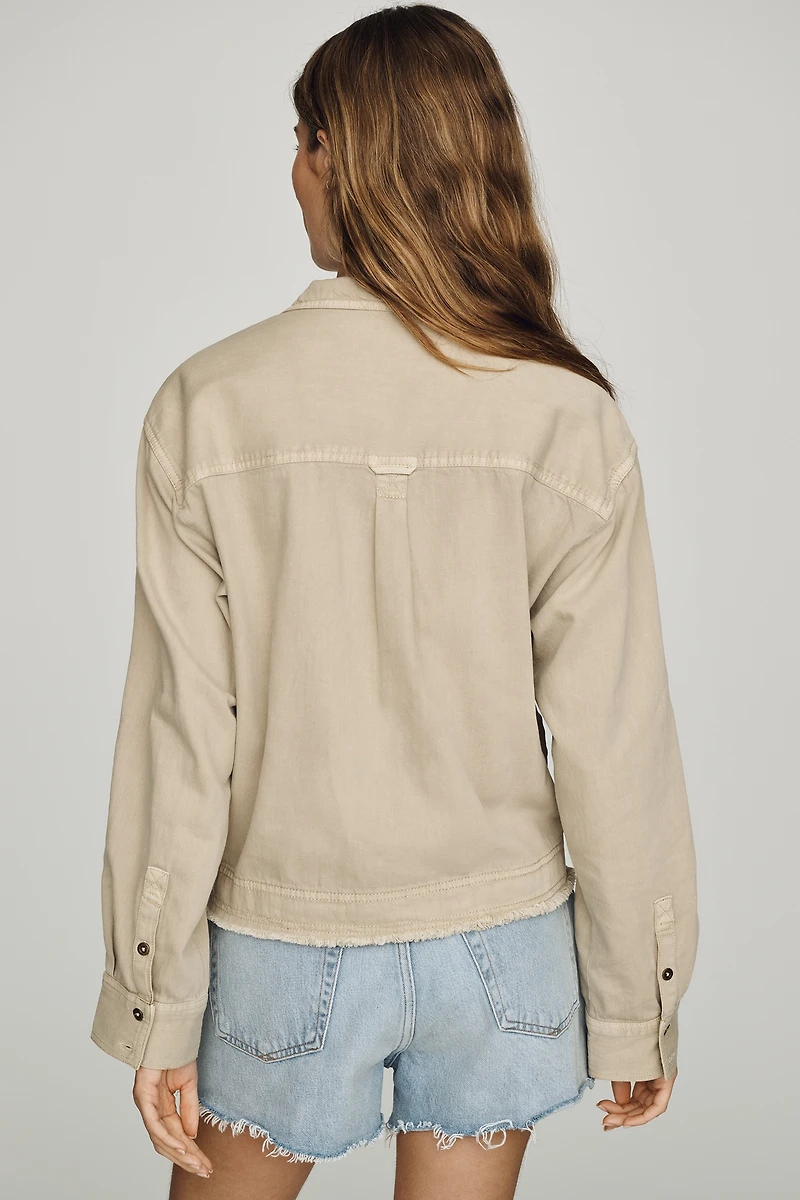 Pilcro Cotton Funnel-Neck Zip-Front Top