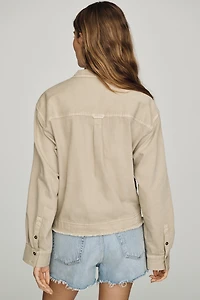 Pilcro Cotton Funnel-Neck Zip-Front Top