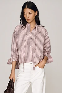 Maeve 100% Cotton Tie-Neck Buttondown Shirt