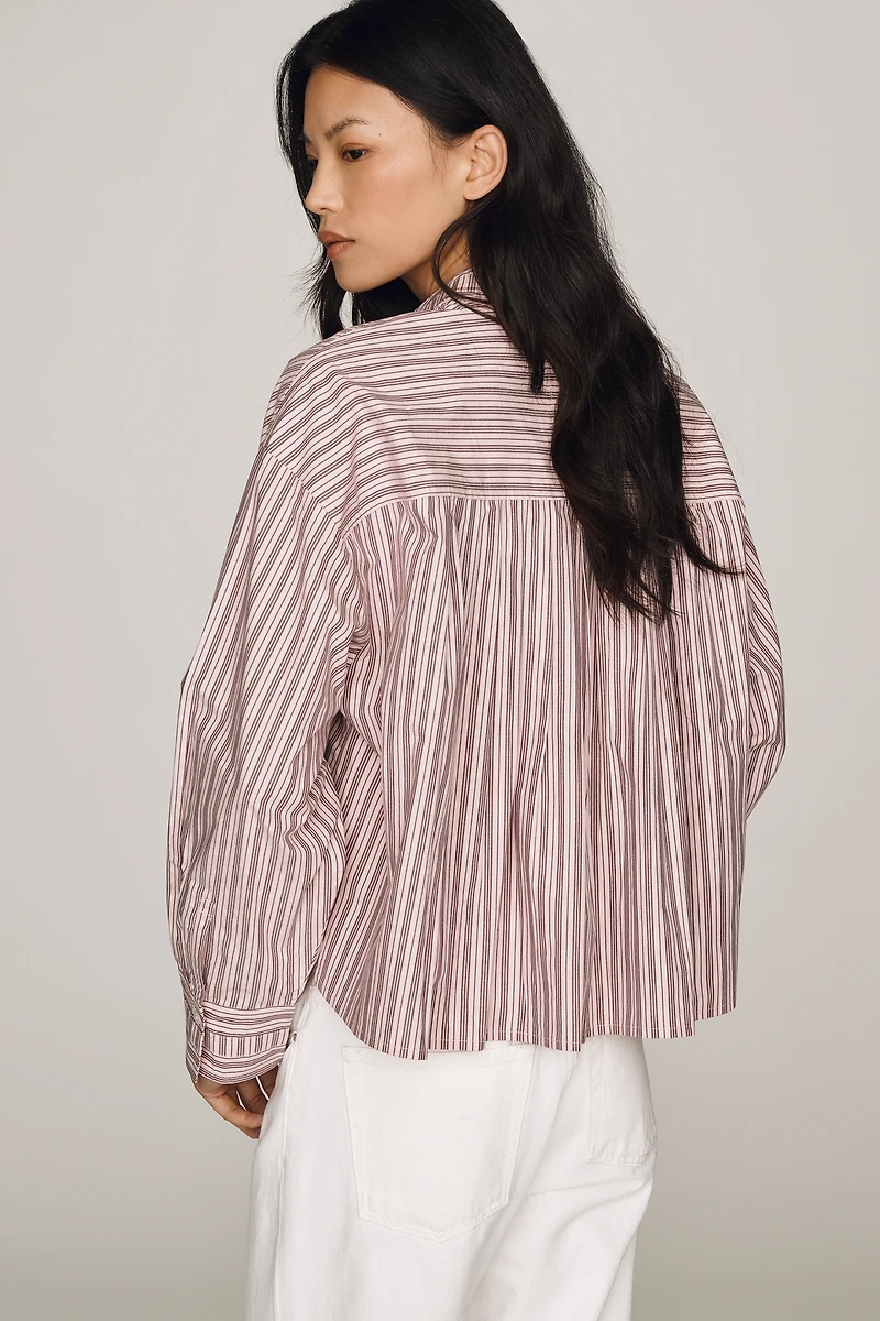 Maeve 100% Cotton Tie-Neck Buttondown Shirt