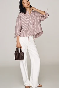 Maeve 100% Cotton Tie-Neck Buttondown Shirt