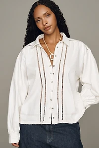 Pilcro Cotton Lace Buttondown Shirt
