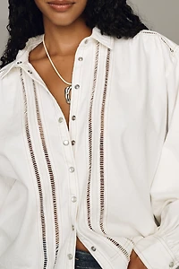 Pilcro Cotton Lace Buttondown Shirt