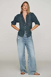 Pilcro Tallulah Cotton Denim Buttondown Top