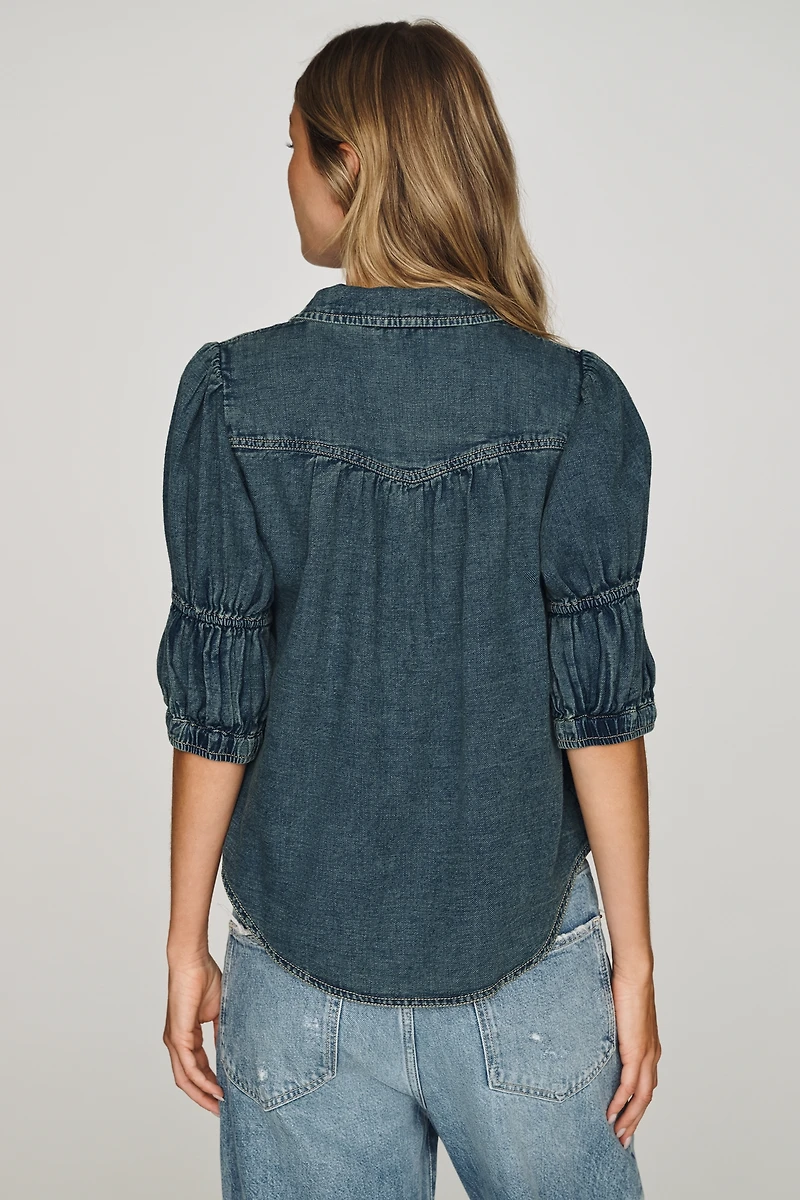 Pilcro Tallulah Cotton Denim Buttondown Top