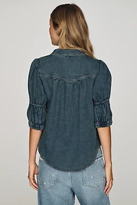 Pilcro Tallulah Cotton Denim Buttondown Top