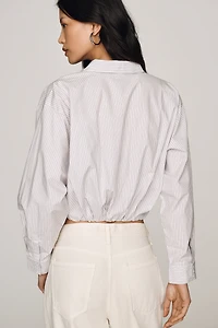 By Anthropologie 100% Cotton Cropped Bubble-Hem Top