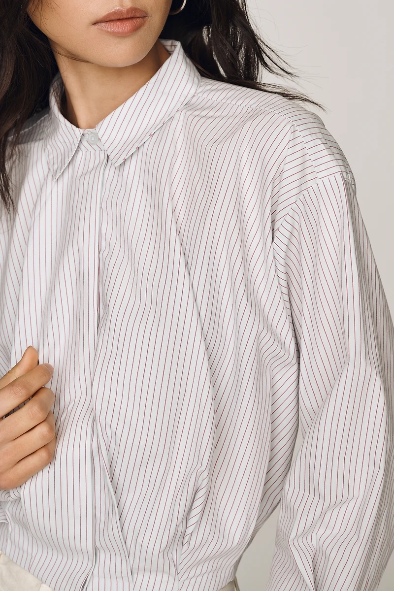 By Anthropologie 100% Cotton Cropped Bubble-Hem Top