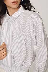 By Anthropologie 100% Cotton Cropped Bubble-Hem Top