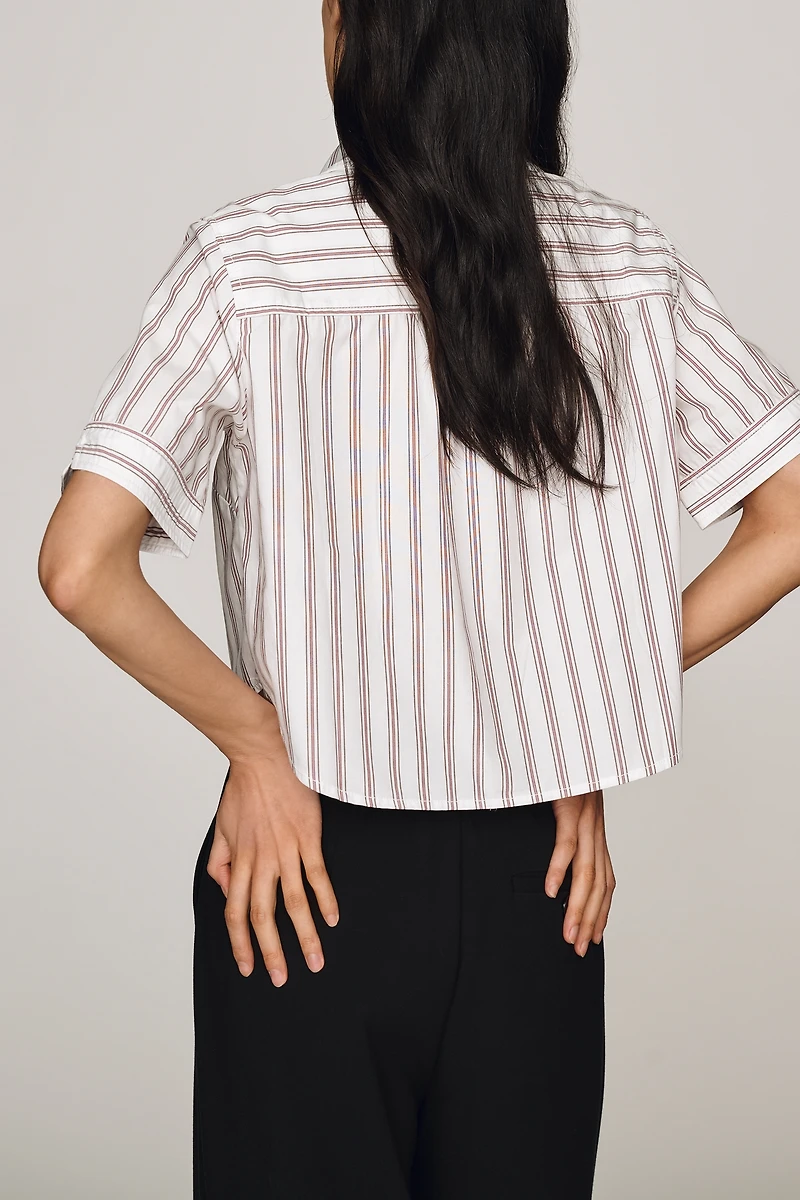 By Anthropologie 100% Cotton Cropped Buttondown Shirt