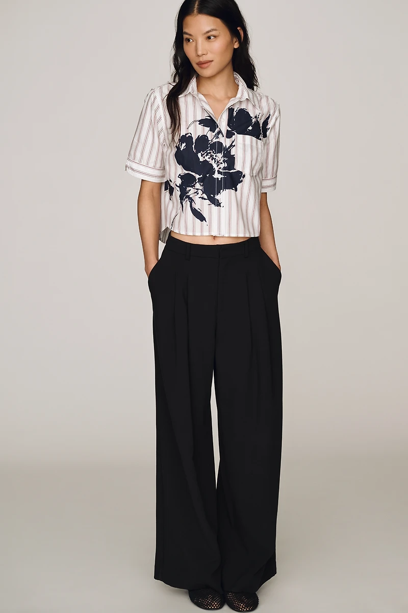 By Anthropologie 100% Cotton Cropped Buttondown Shirt