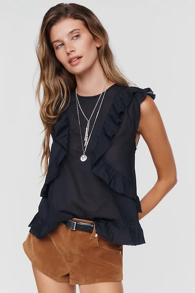 By Anthropologie 100% Cotton Ruffled Tank