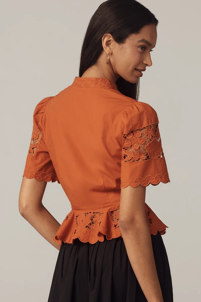 Love The Label Elizabeth Short-Sleeve Lace Blouse