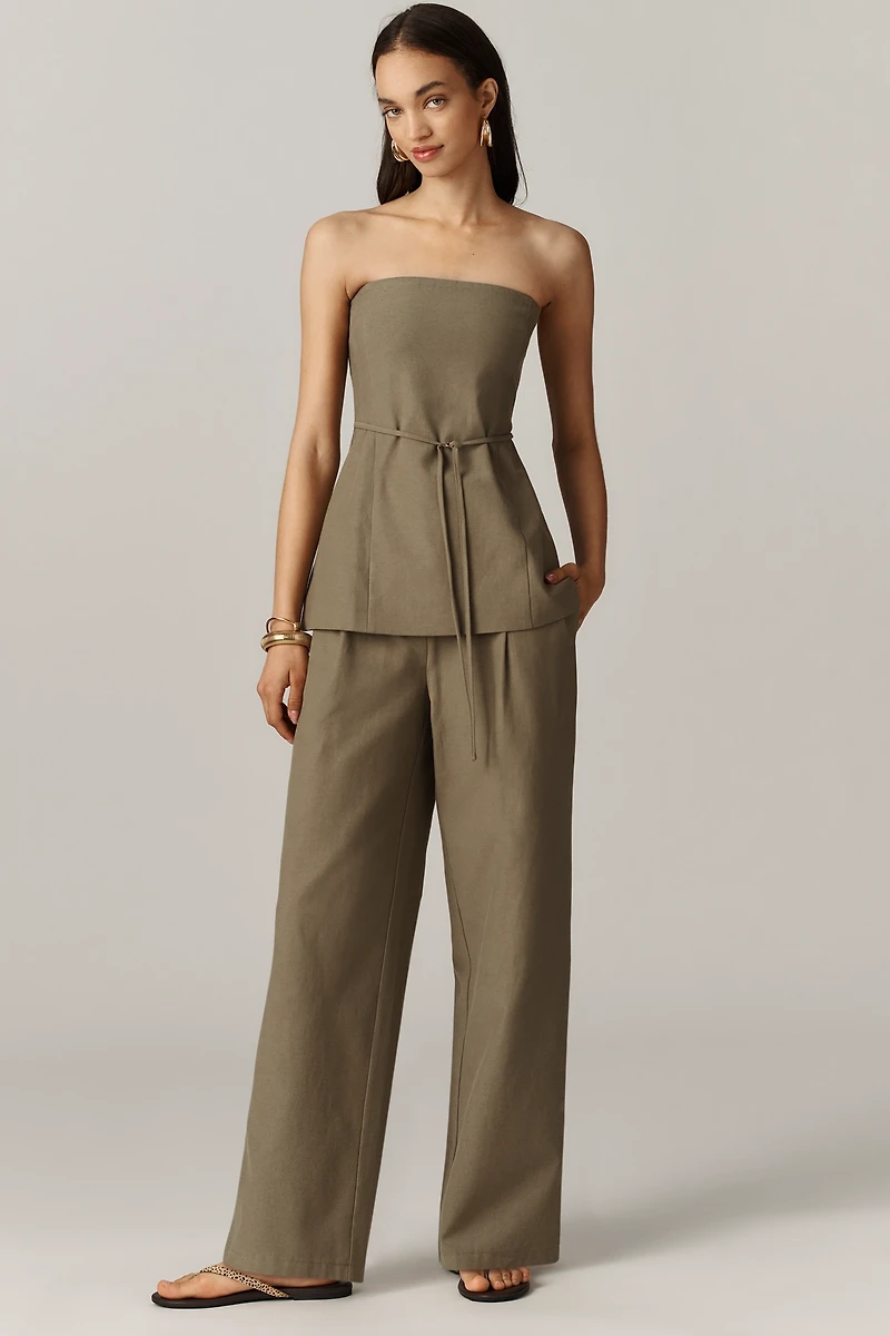4th & Reckless Tally Strapless Tie-Waist Top