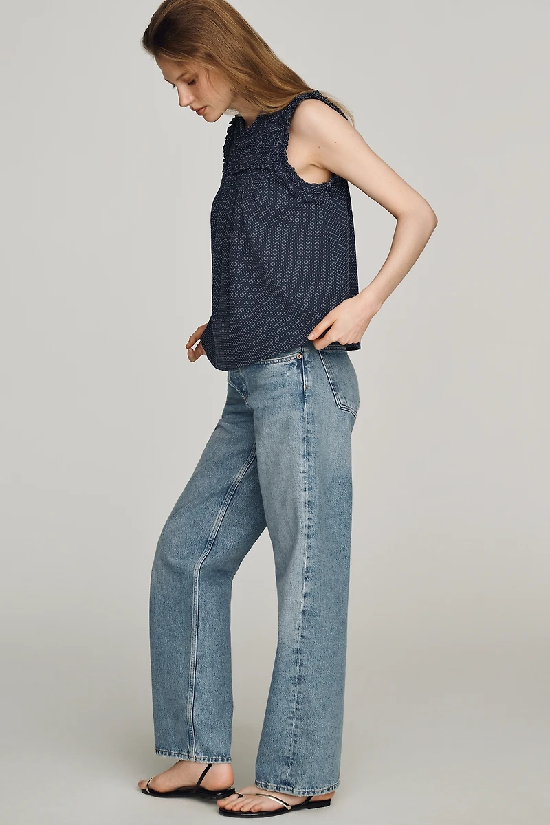 RAISONNEL Ruffle Sleeveless Swing Top