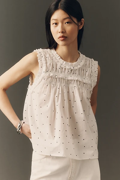 RAISONNEL Ruffle Sleeveless Swing Top