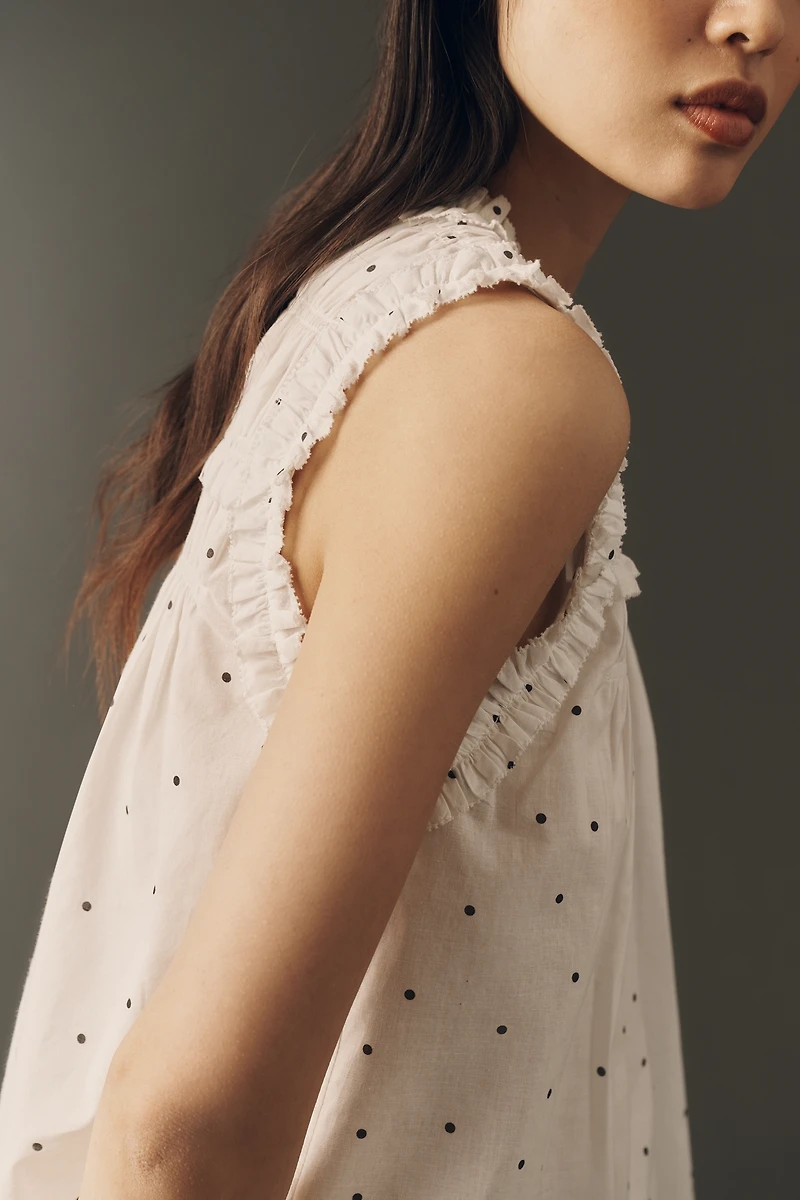 RAISONNEL Ruffle Sleeveless Swing Top