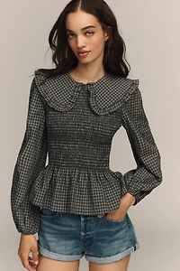 RAISONNEL Long-Sleeve Peter Pan Blouse