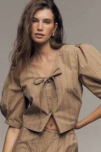 The Tiny Big Sister Puff-Sleeve Bow Blouse