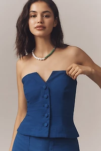 Maeve Strapless Fitted Button-Front Top