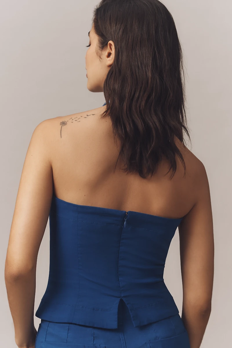 Maeve Strapless Fitted Button-Front Top