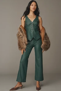 The Halsey Faux-Leather Slim Button-Front Vest