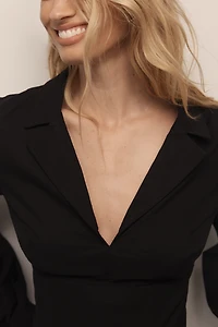 By Anthropologie Long-Sleeve Fitted Blazer Top