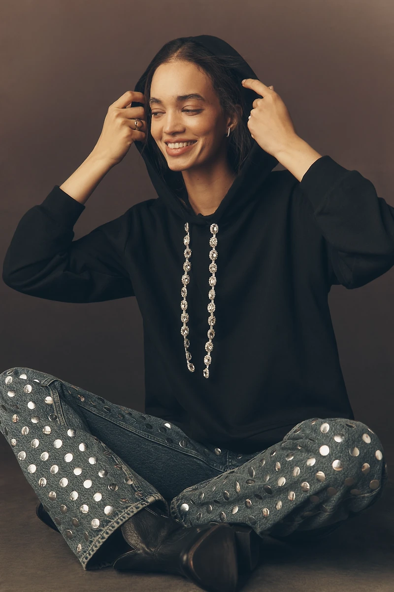 By Anthropologie Rhinestone Hooded Sweatshirt