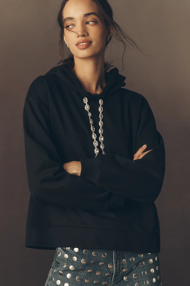 By Anthropologie Rhinestone Hooded Sweatshirt