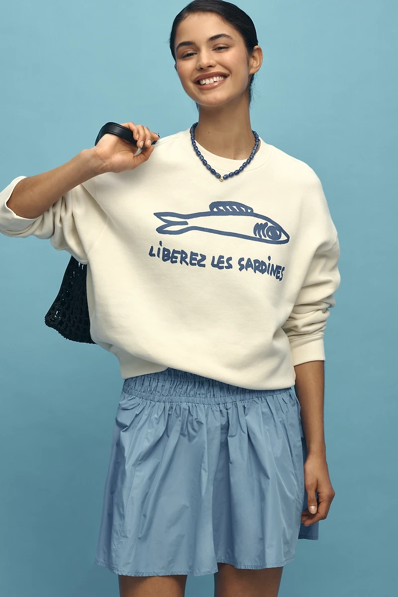 Clare V. Sardine Oversized Graphic Sweatshirt