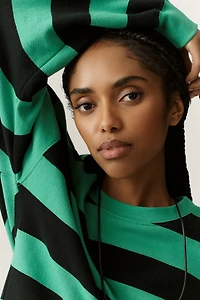 Letluv Striped Long-Sleeve Crew-Neck Pullover