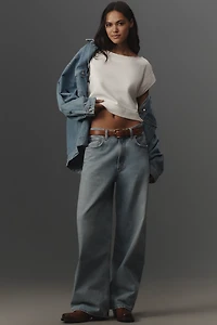 By Anthropologie Drop-Shoulder Crop Top