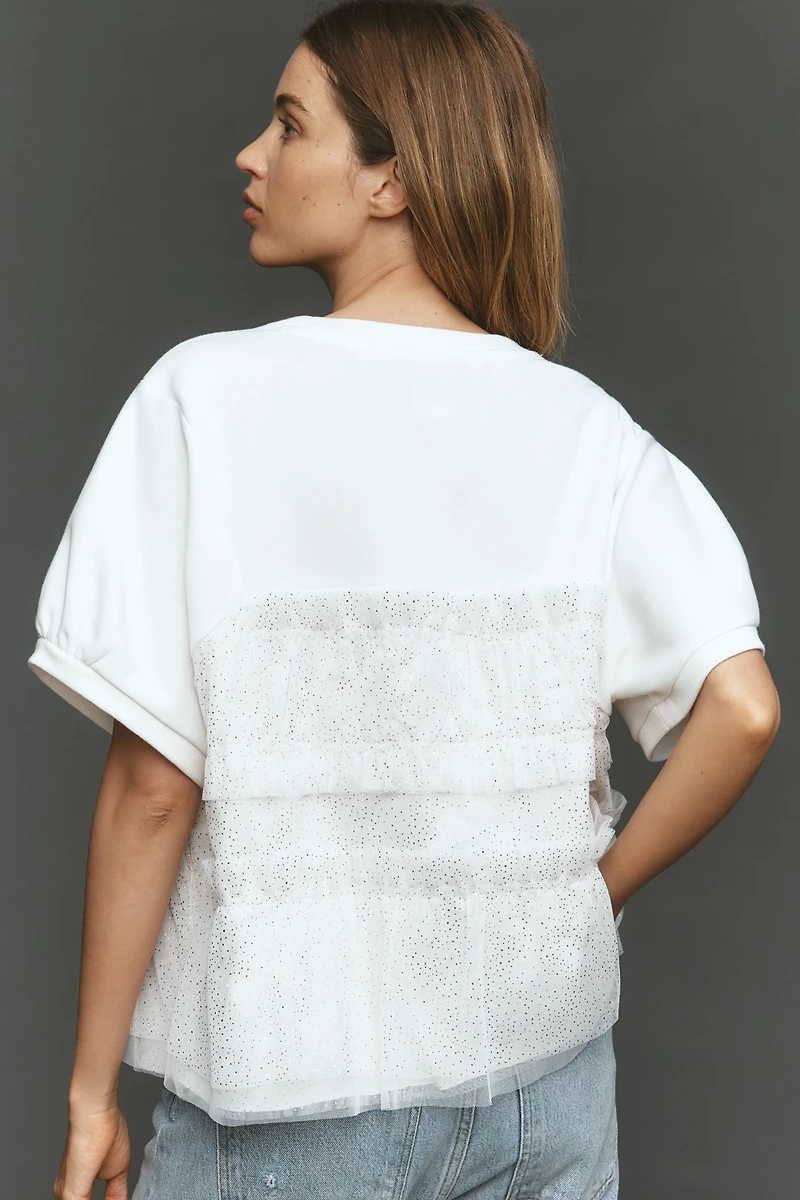 Maeve Short-Sleeve Smocked Ruffled Top