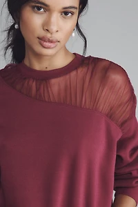Maeve Sheer-Shoulder Pullover Knit Top