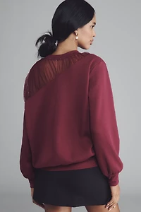 Maeve Sheer-Shoulder Pullover Knit Top