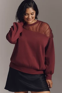 Maeve Sheer-Shoulder Pullover Knit Top