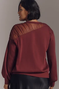 Maeve Sheer-Shoulder Pullover Knit Top