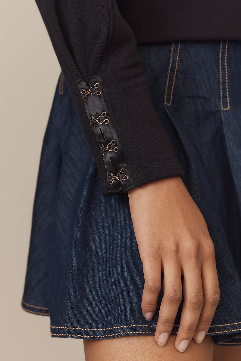 By Anthropologie Fastened Puff-Sleeve Pullover