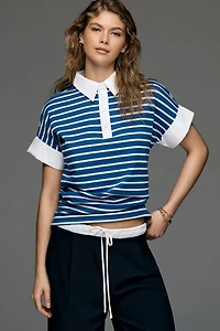 English Factory Collared Stripe Top