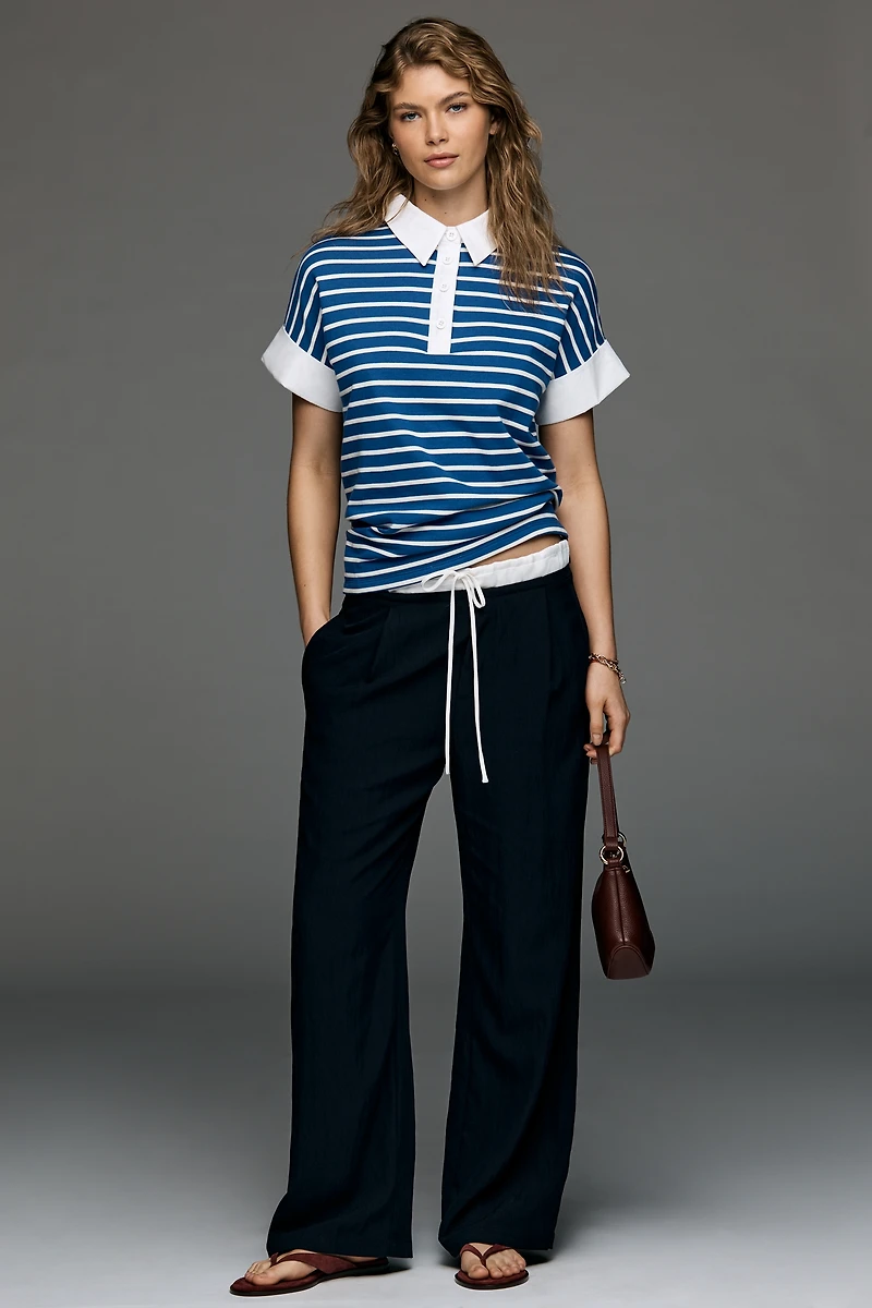 English Factory Collared Stripe Top