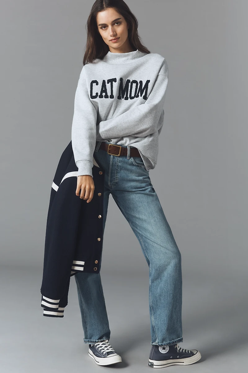 By Anthropologie Mock-Neck Pet Mom Sweatshirt
