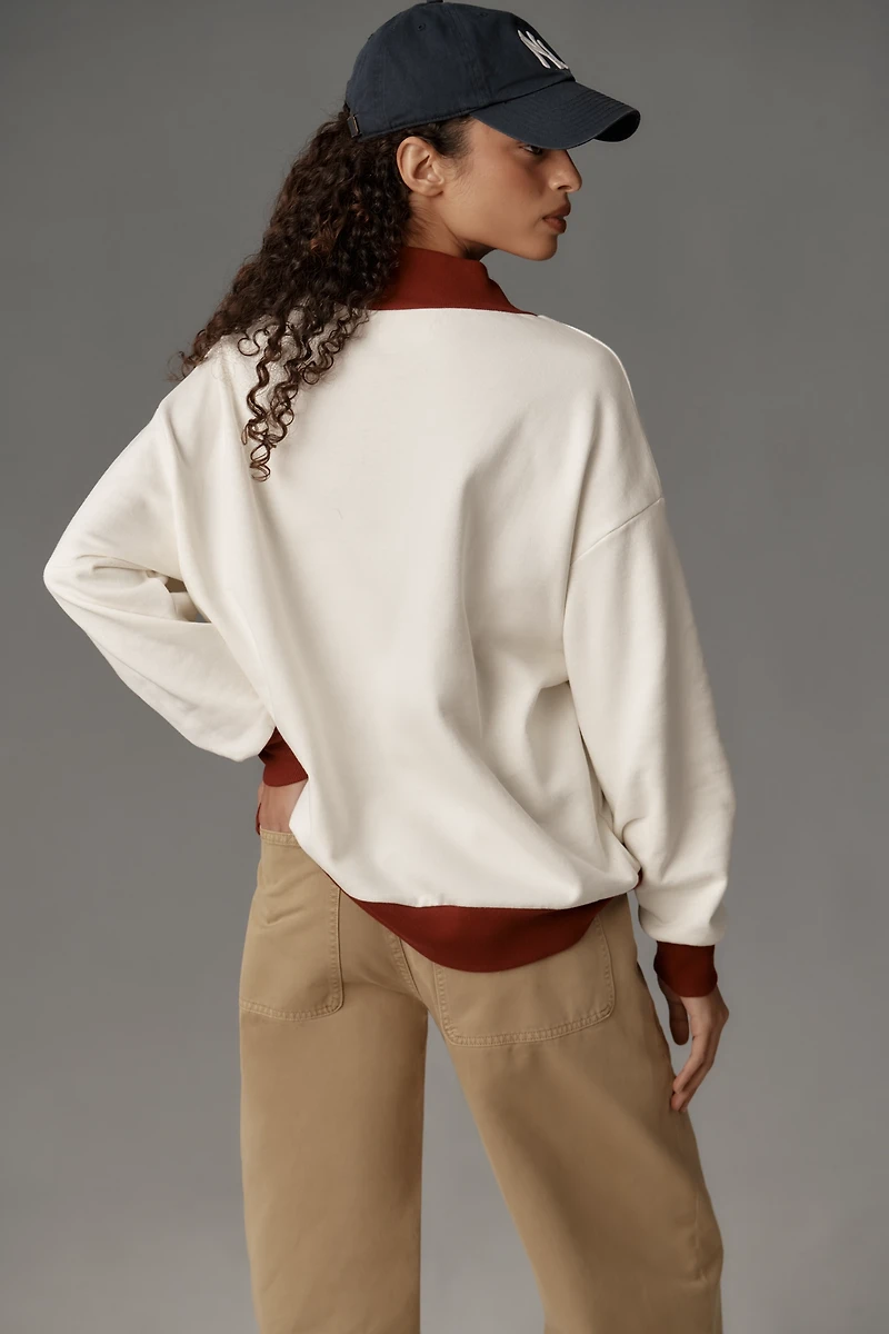 By Anthropologie Colorblocked Mock-Neck Pullover