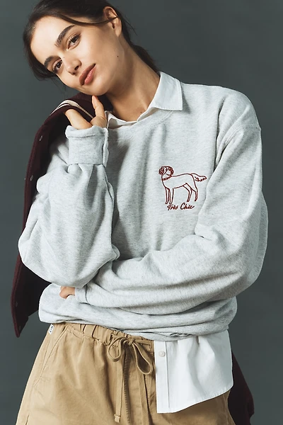 By Anthropologie Embroidered Dog Sweatshirt